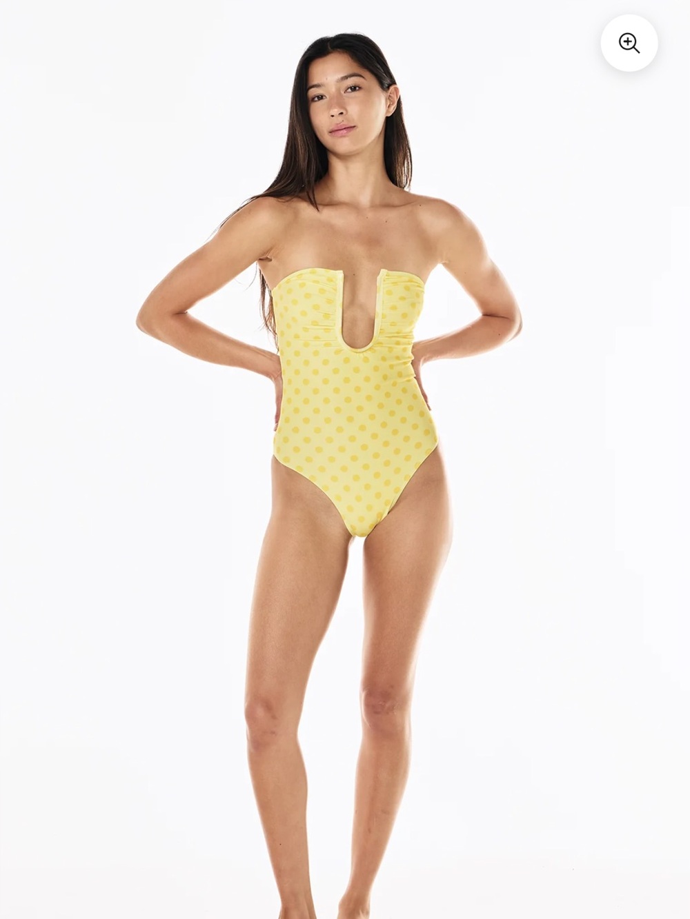 LA-LU Peggy Strapless Yellow Polka Dot One-Piece Swimsuit